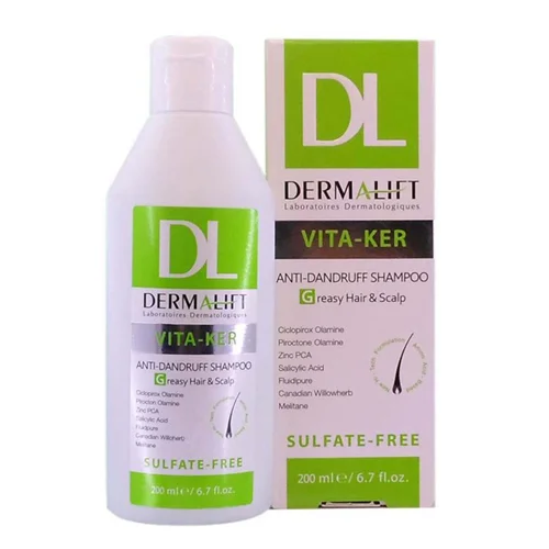 شامپو ضد شوره  موهای چرب درمالیفت Dermalift Vita Ker Anti Dandruff Shampoo For Greasy Hair 200 ml