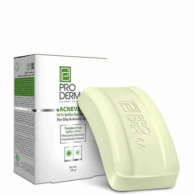 پن شستشو پرودرما پوست چرب %9/5 گوگرد ProDerma Acnevest 9.5 Sulfur Syndet Bar For Oily & Acneic Skin 100 g