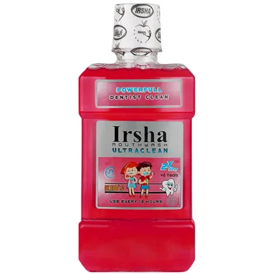 محلول دهانشویه کودک 6 تا 12 سال ایرشا با طعم توت فرنگی | Irsha Kids Mouthwash 6 to 12 Years 250 ml