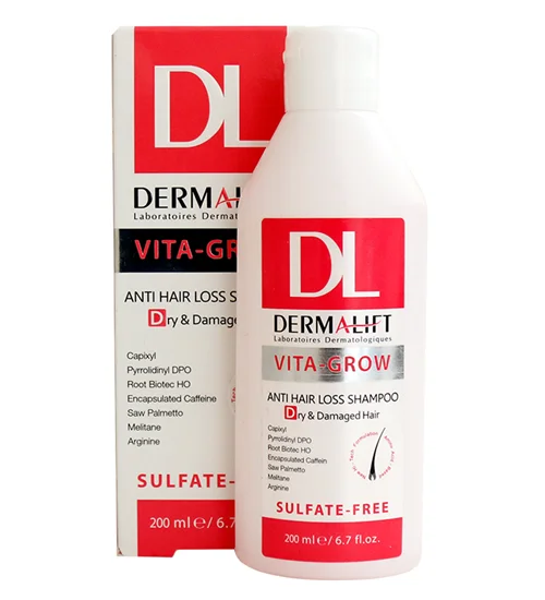 شامپو تقویت کننده مناسب موهای خشک و آسیب دیده200میل درمالیفت_Dermalift Vita-Grow Anti Hair Loss Shampoo For Dry & Damaged Hair 200 ml