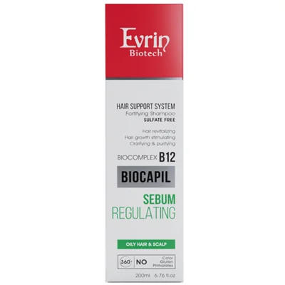 شامپو مو اورین تقویت کننده موهای چرب  حجم 200 میلی   (Evrin Biotech for greasy hair & sculp (Sebum Regulator