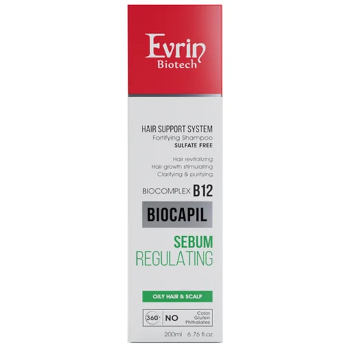 شامپو مو اورین تقویت کننده موهای چرب  حجم 200 میلی   (Evrin Biotech for greasy hair & sculp (Sebum Regulator