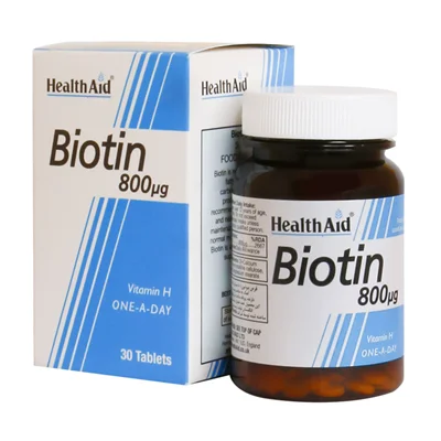 قرص بیوتین 800 میکروگرم هلث اید 30 عدد_biotin 800 mcg(health aid)
