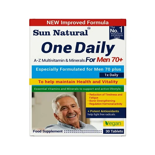 قرص وان دیلی آقایان بالای 70 سال سان نچرال 30 عددی_Sun natural One Daily Multi Vitamin For Men Up 70 Years 30 Tabs