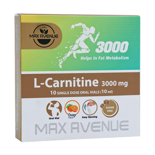 ویال ال کارنیتین 3000 میلی گرم مکس اونیو 10 عدد Max Avenue l Carnitine 3000 mg