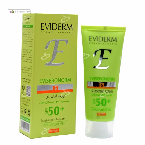 کرم ضد آفتاب رنگی اوی سبونورم مناسب پوست چرب دارای جوش  Evisebonorm Tinted Sunscreen Cream SPF50 Eviderm