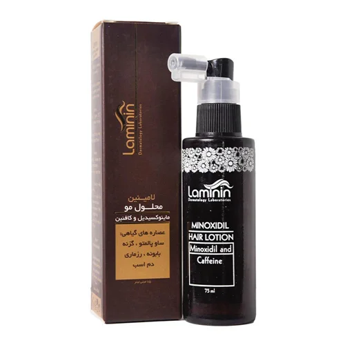 محلول تقویت کننده مو لامینین مدل ماینوکسیدیل و کافئین حجم Laminin Minoxidil and Caffeine Hair Lotion 75 Ml