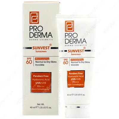 پرودرما کرم ضد آفتاب و مرطوب کننده spf 60 (پوست معمولی و خشک) فاقد رنگ