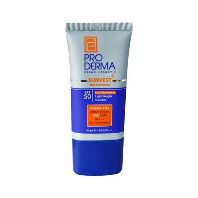 کرم ضد آفتاب فاقد چربی آقایان SPF50 پرودرما 40 میلی لیتر