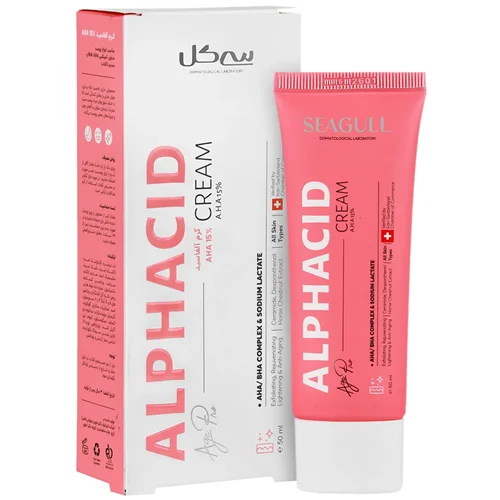 کرم لایه بردار آلفاسید 15 درصد سی گل مناسب انواع پوست ۴۰ میلی لیتر|Seagull Alphacid cream AHA 50 ml