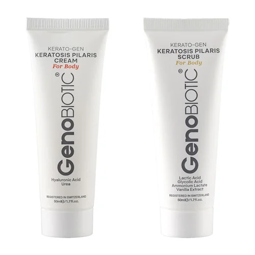 اسکراب و کرم کنترل‌کننده پوست مرغی بدن ژنوبایوتیک (پک دو عددی) Genobiotic Keratosis Pilaris Scrub and Cream 100 ml