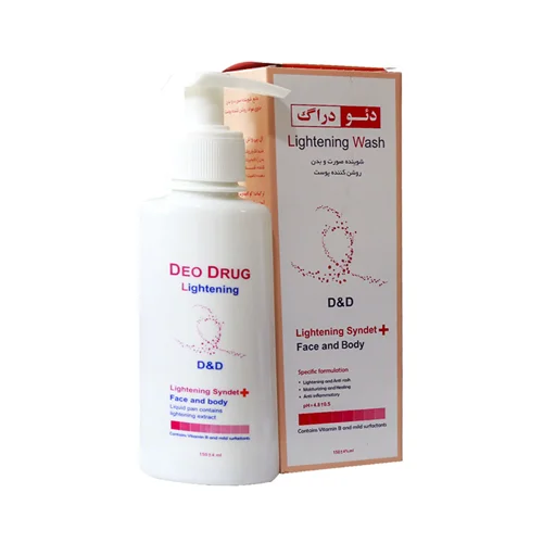 مایع شوینده روشن کننده پوست صورت و بدن دئو دراگ Deo Drug Lightening Wash Liquid 150 Ml