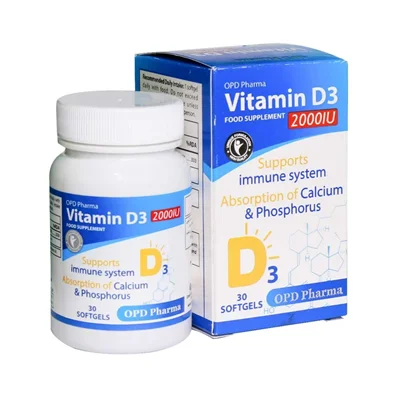 سافت ژل ویتامین D3 2000 واحد او پی دی فارما