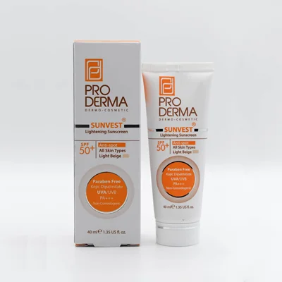 کرم ضد آفتاب و روشن کننده SPF 50 پرودرما فاقد رنگ