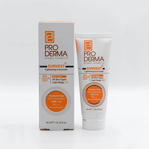 کرم ضد آفتاب و روشن کننده SPF 50 پرودرما فاقد رنگ