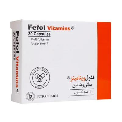 کپسول ففول ویتامینز اینترافارم 30 عدد  Intrapharm Fefol Vitamins 30 Capsules