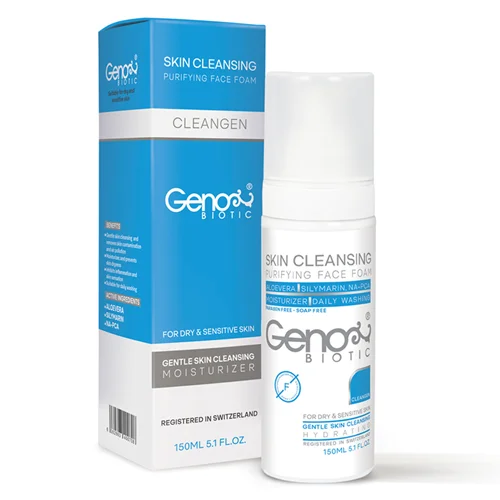 فوم شستشوی صورت پوست خشک ژنوبایوتیک 150 میلی لیتر  Geno Biotic Face Foam Clening for Dry and Sensitive Skin 150 ml