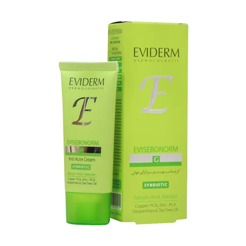 کرم مناسب پوست چرب و دارای جوش اویدرم 40 میلی لیتر(بی رنگ)_EVISEBONORM CREAM