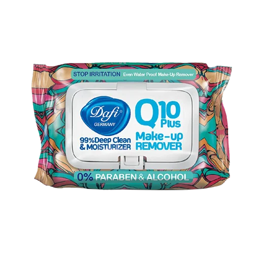 دستمال مرطوب پاک کننده آرایش دافی مدل Q10 (طرح گل ۲) ۵۰ عددی