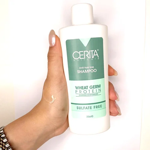 شامپو فاقد سولفات تقویت کننده مو جوانه گندم سریتا Cerita Wheat Germ Anti Hair Loos Sulfate Free Shampoo 200 ml