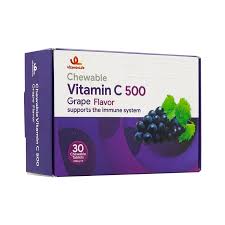 قرص جویدنی ویتامین C 500 میلی گرم ویتامین لایف 30 عدد طعم انگور سیاهVitamin Life Vitamin C 500 mg 30 Chewable Tablets