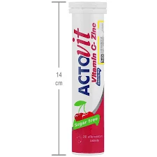 قرص جوشان اکتیویت ویتامین سی و زینک 500/15 باطعم آلبالو  Vitamin C And Zinc Effervescent Tablet Actovit