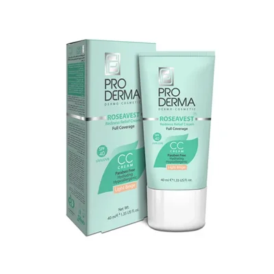 کرم پوشاننده و مرطوب‌کننده رنگی صورت بژ روشن پرودرما 40 میلی‌لیتر Pro Derma