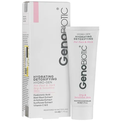 کرم رطوبت رسان صورت و گردن پوست خشک و حساس ژنوبایوتیک Genobiotic Hydrating Detoxifying Face & Neck Cream 50 Ml