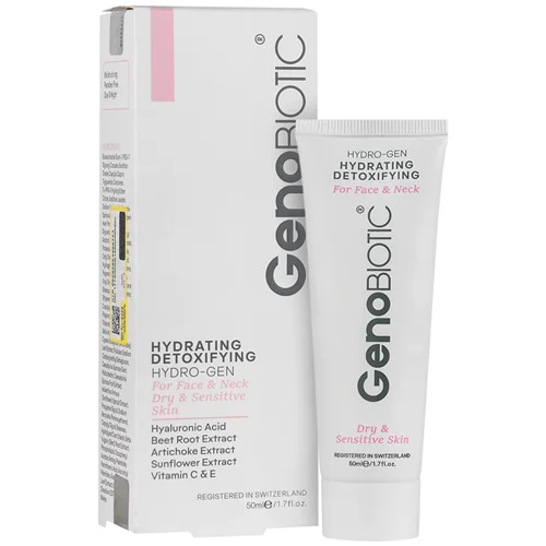 کرم رطوبت رسان صورت و گردن پوست خشک و حساس ژنوبایوتیک Genobiotic Hydrating Detoxifying Face & Neck Cream 50 Ml