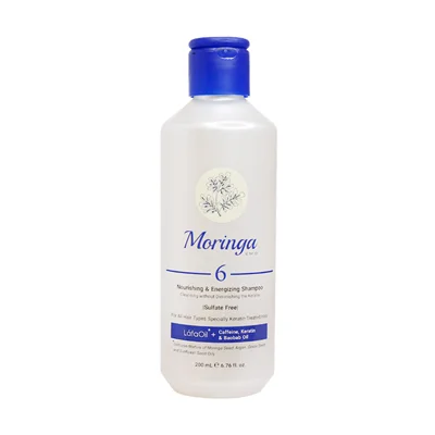 شامپو مغذی و انرژی بخش 6 مورینگا امو مناسب انواع مو به‌ ویژه کراتینه Moringa EMO Nourishing and Energizing Shampoo 6 Sulfate Free all Hair especially Keratin Treated Hair