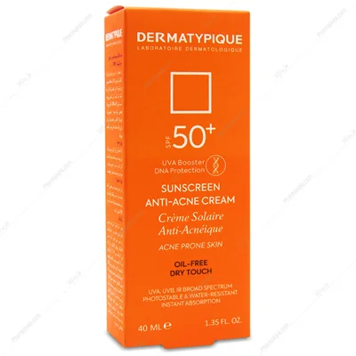 ضد آفتاب بی رنگ آنتی آکنه درماتیپیک مناسب پوست چرب و جوش دار SPF 50+ حجم 40 میلی لیتر Dermatypique Sunscreen Anti Acne Cream SPF 50+ 40 ml