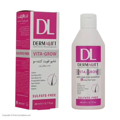 شامپو ضد ریزش و تقویت موهای خشک درمالیفت Dermalift Vita-Grow Anti Hair Loss Shampoo For Dry & Damaged Hair 200 ml