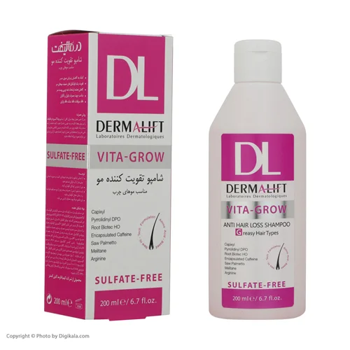 شامپو ضد ریزش و تقویت موهای خشک درمالیفت Dermalift Vita-Grow Anti Hair Loss Shampoo For Dry & Damaged Hair 200 ml