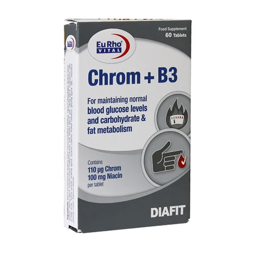 قرص کروم و ویتامین B3 یوروویتال 60 عدد Eurho Vital Chrom And Vitamin B3 60 Tabs