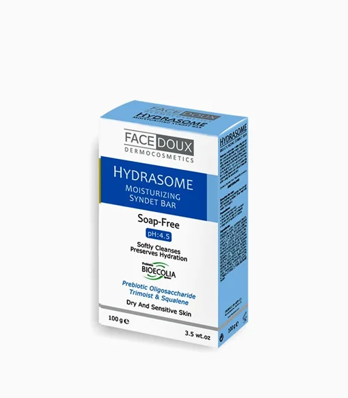 پن مرطوب کننده هیدرازوم فیس دوکس مناسب پوست های خشک و حساس ۱۰۰ گرم Facedoux Hydrasome Moisturizing Syndet Bar 100 g