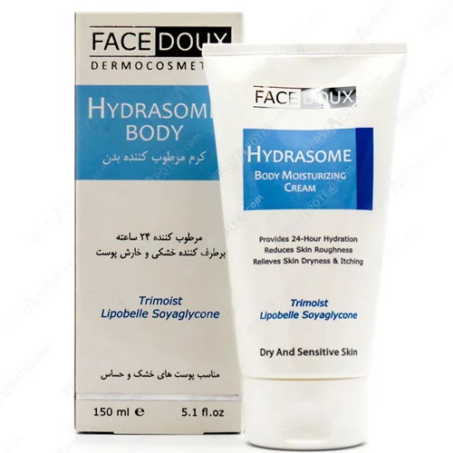 کرم مرطوب کننده بدن فیس دوکس سری هیدرازوم مدل Trimoist حجم ۱۵۰ میلی لیتر Facedoux Hydrasome Body Moisturizing Cream