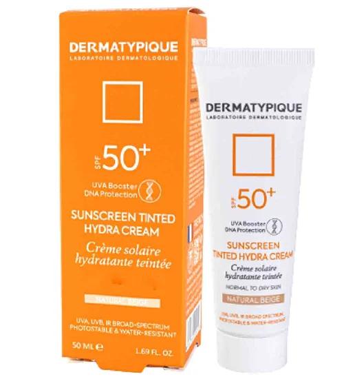 ضد آفتاب رنگی هیدرا پوست خشک +SPF50 درماتیپیک(بژ طبیعی) SUNSCREEN TINTED HYDRA SPF50+ (50 ML) DERMATYPIQUE