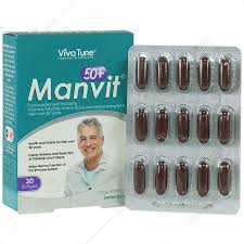 کپسول ژلاتینی من ویت ۵۰ سال به بالا ویواتیون ۳۰ عددی Viva Tune Manvit 50+ 30 Softgels