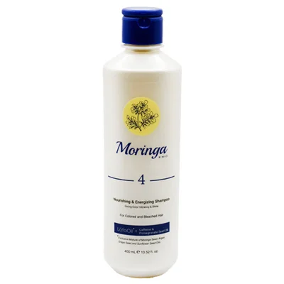 شامپو مغذی و انرژی‌بخش مورینگا مناسب موهای رنگ شده و دکلره شماره 4 حجم 400میل Moringa Emo Nourishing Shampoo For Colored Hair