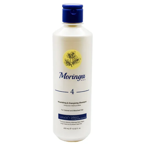 شامپو مغذی و انرژی‌بخش مورینگا مناسب موهای رنگ شده و دکلره شماره 4 حجم 400میل Moringa Emo Nourishing Shampoo For Colored Hair