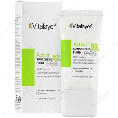 فلوئید ضد آفتاب اکتی ویت SPF50(بی رنگ) Vitalayer SPF50 Activit Sunscreen Fluid For Oily Skin 50 ml