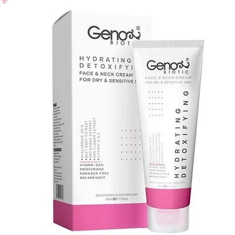 کرم رطوبت رسان صورت و گردن پوست خشک و حساس ژنوبایوتیک Genobiotic Hydrating Detoxifying Face & Neck Cream 50 Ml