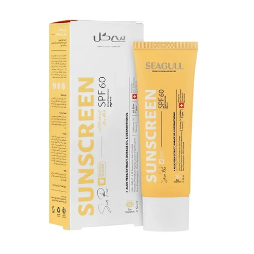 کرم ضد آفتاب بی رنگ SPF60 مناسب انواع پوست سی گل 50میلی  Seagull SPF60 Sunscreen Cream For All Skin Types 50 ml