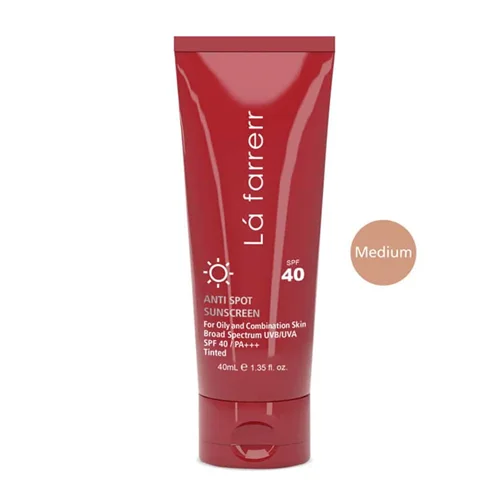 کرم ضد آفتاب رنگی SPF40 پوست چرب لافارر  رنگ متوسط ضد لک 40 میلی لیتر