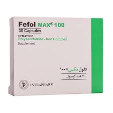 کپسول ففول مکس 100 اینترافارم 30 عدد Intrapharm Fefol Max 100 30 Capsules