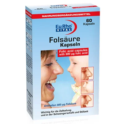 کپسول اسید فولیک 800 Folic Acid یورو ویتال