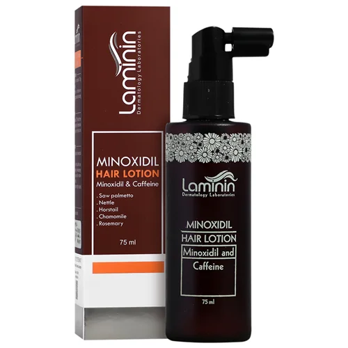 محلول تقویت کننده مو لامینین مدل ماینوکسیدیل و کافئین حجم Laminin Minoxidil and Caffeine Hair Lotion 75 Ml