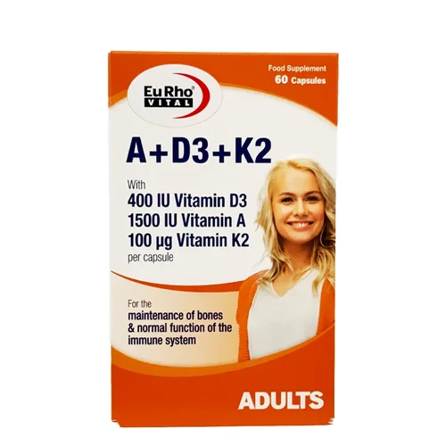 کپسول ویتامین آ + د3 + کا2 یوروویتال - 60 عددی