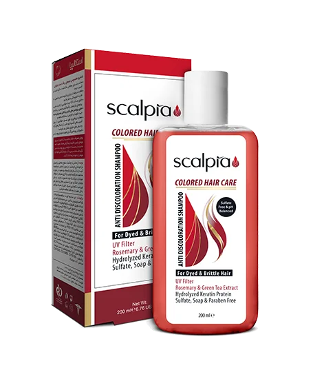 شامپو مخصوص موهای رنگ شده بانوان اسکالپیا | Anti Discoloration Shampoo for dyed and Brittle Hair 200ml