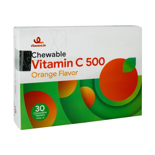 قرص جویدنی ویتامین C 500 میلی گرم ویتامین لایف 30 عدد_Vitamin Life Vitamin C 500 mg 30 Chewable Tablets